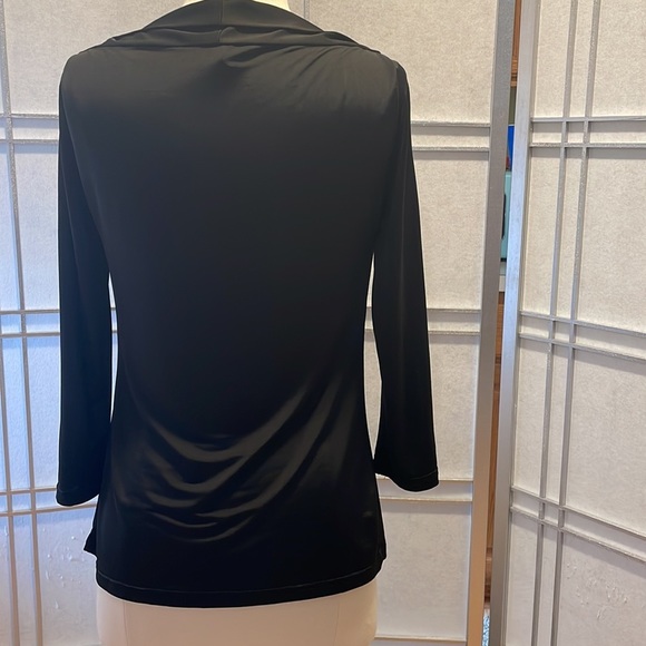*Stunning Black Drop Neck Line Black 3/4 length Blouse Size M - Picture 3 of 5